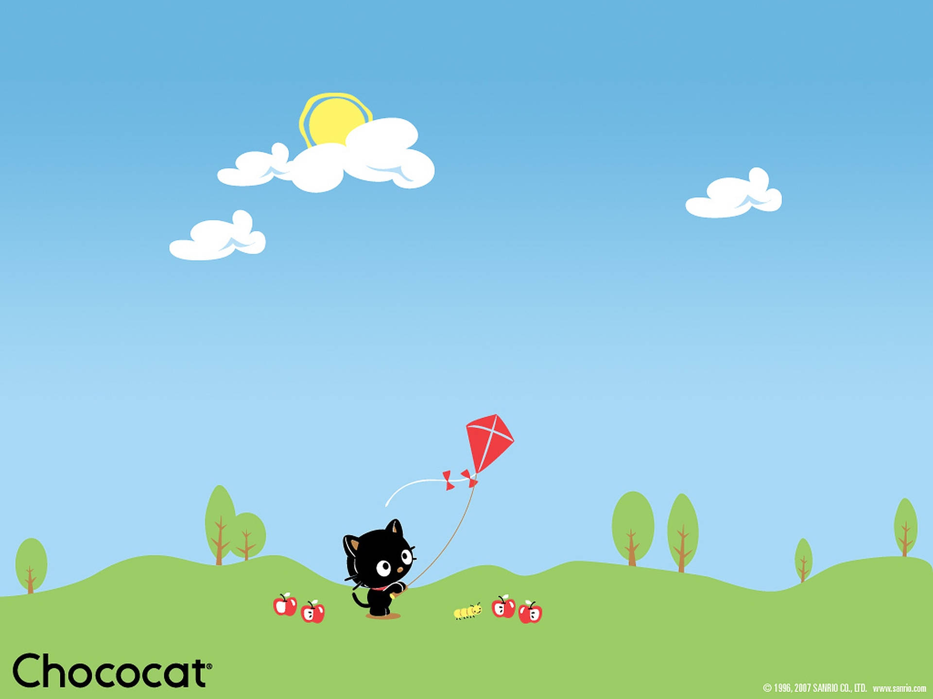 Chococat Flying A Kite Wallpaper