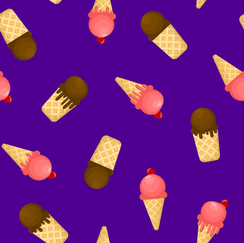Chocolate And Strawberry Cute Ice Cream Wallpaper