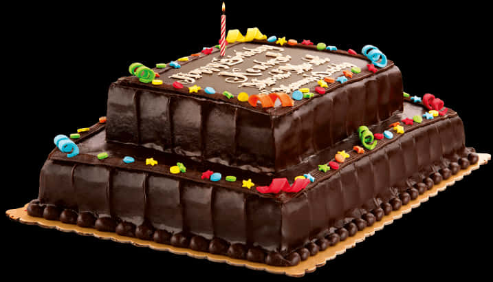 Chocolate Birthday Cakewith Candle PNG