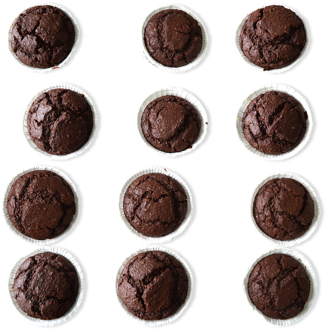 Chocolate Brownie Muffins Top View PNG