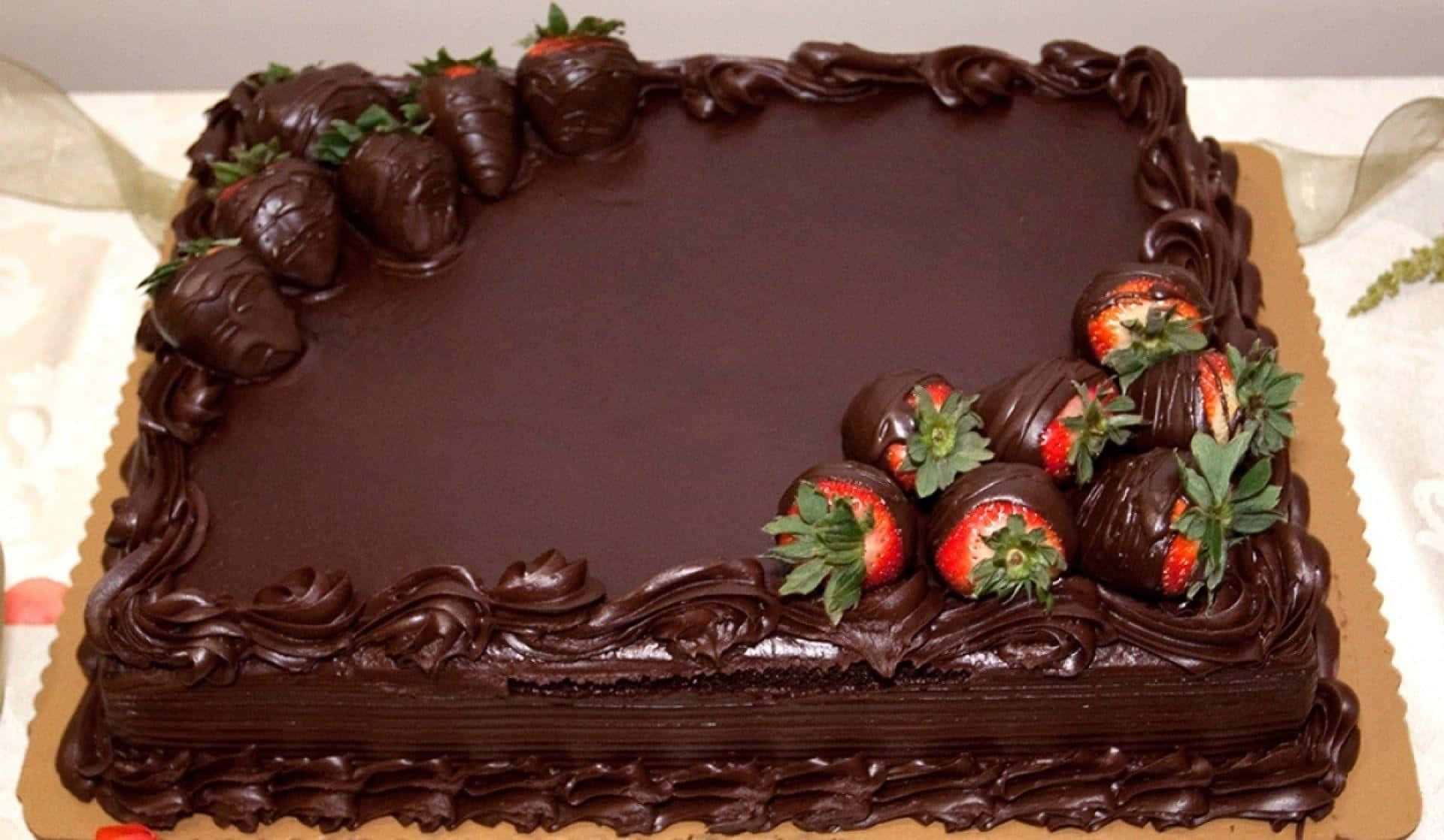 Chocolate Cake With Strawberries And Chocolate Frosting
