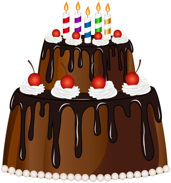 Chocolate Cakewith Candlesand Cherries PNG