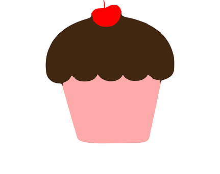 Chocolate Cherry Cupcake Illustration PNG