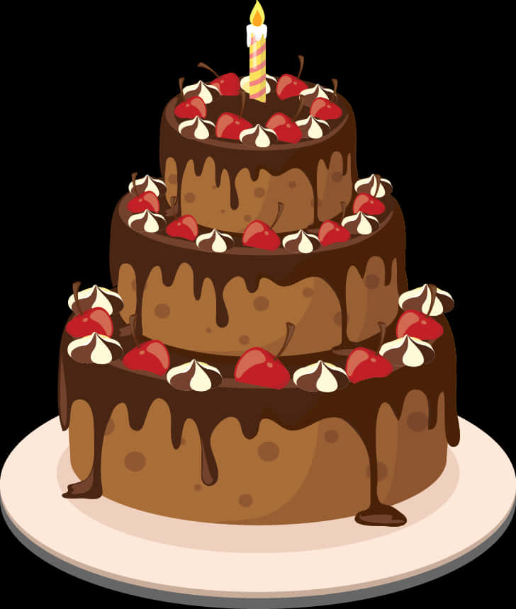 Download Chocolate Cherry Layer Cake Illustration | Wallpapers.com