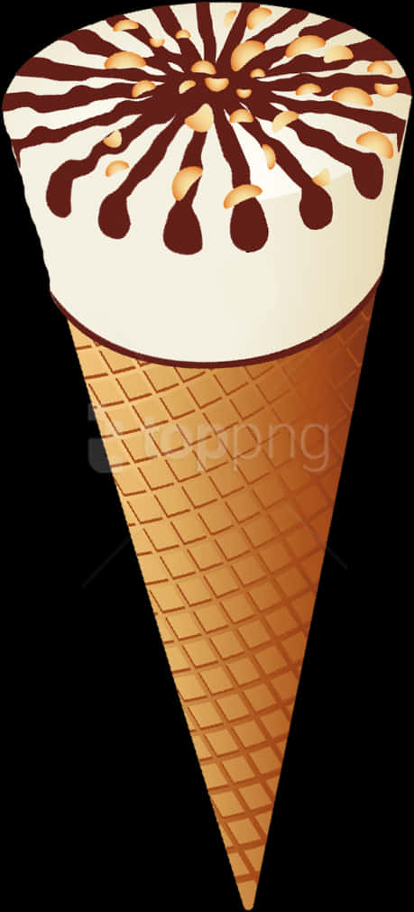 Chocolate Drizzle Ice Cream Cone Clipart PNG
