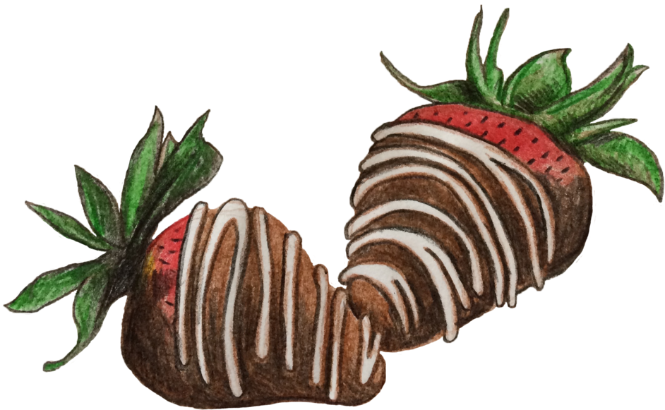 Chocolate Drizzled Strawberries Illustration PNG