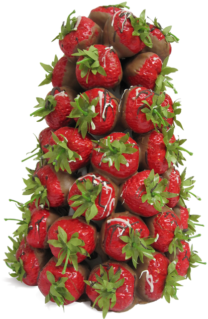 Chocolate Drizzled Strawberries Tower.png PNG