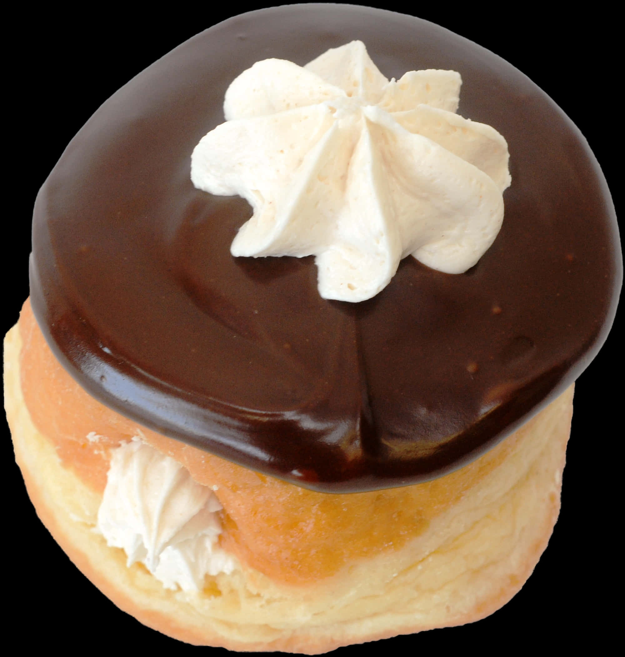 Chocolate Frosted Cream Filled Donut PNG