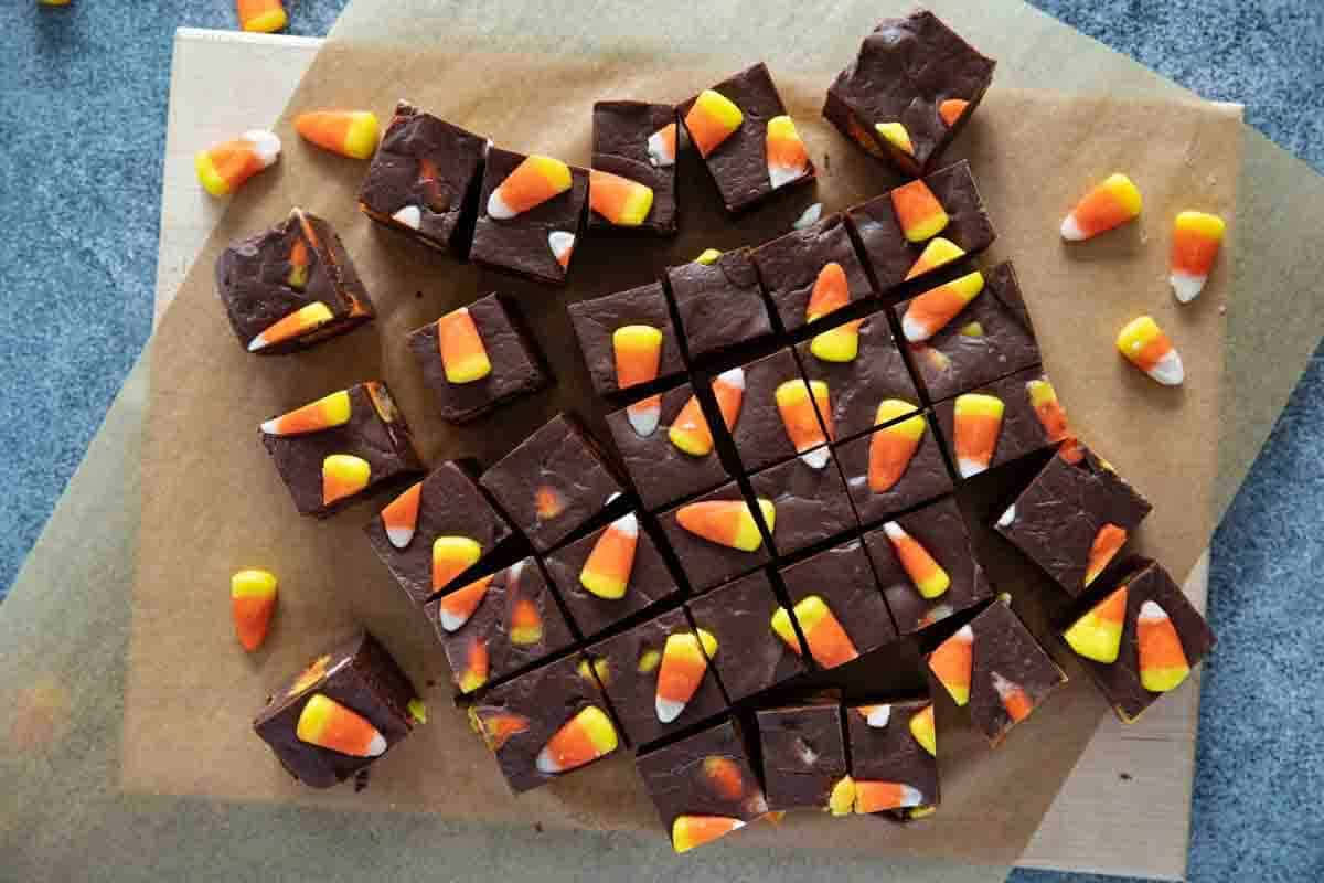 Chocolate Fudgewith Candy Corn Toppings Wallpaper