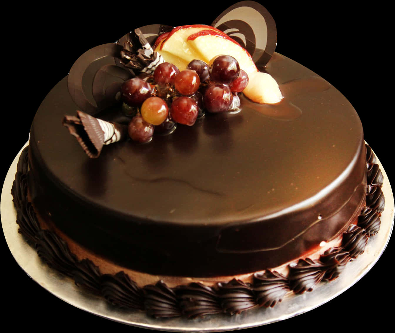Chocolate Ganache Cakewith Fruit Topping PNG