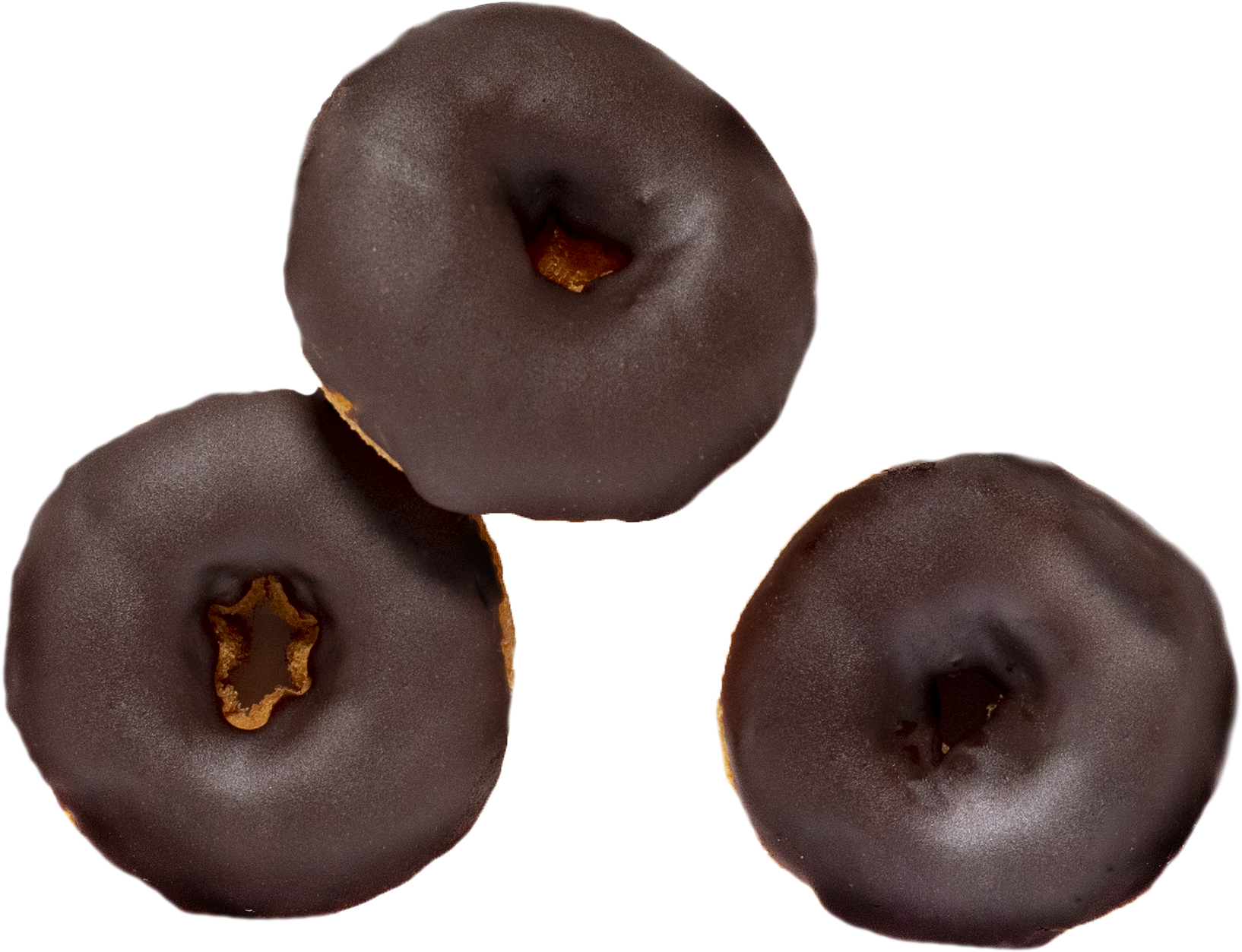 Chocolate Glazed Doughnuts Top View PNG
