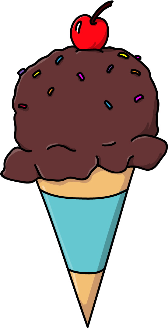 Chocolate Ice Cream Cone With Cherry Top.png PNG
