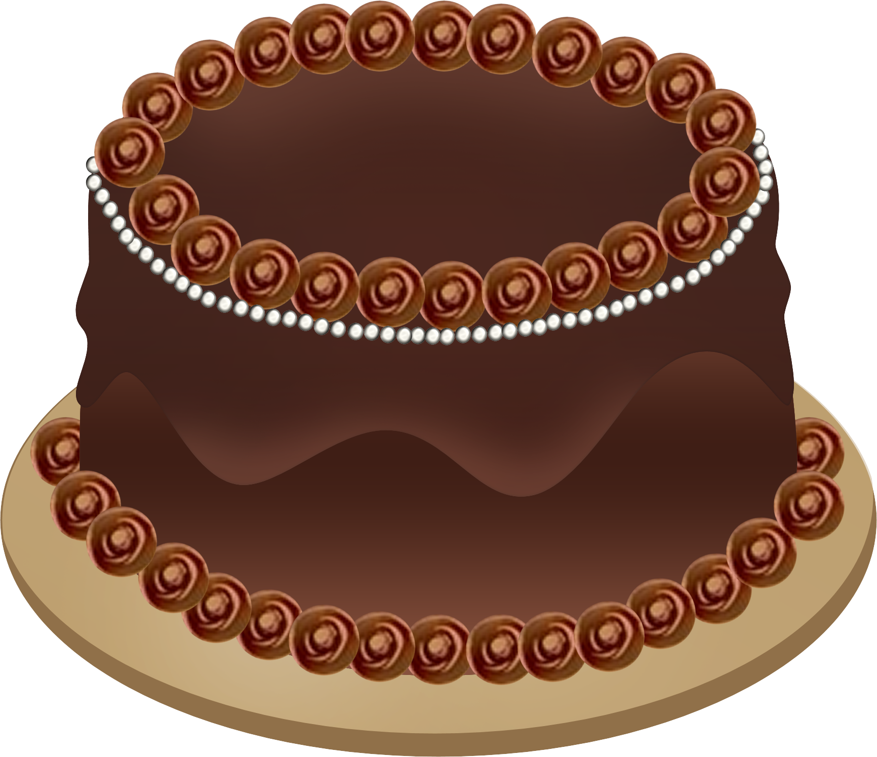 Chocolate Layer Cakewith Rosettes PNG