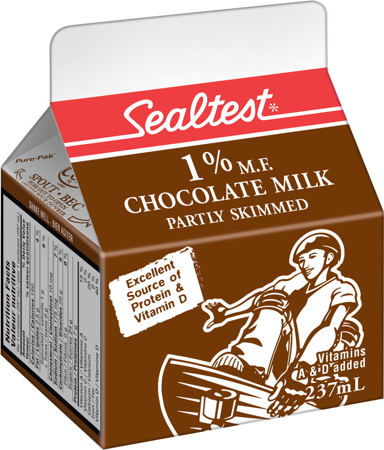 Chocolate Milk Carton Sealtest1 Percent PNG