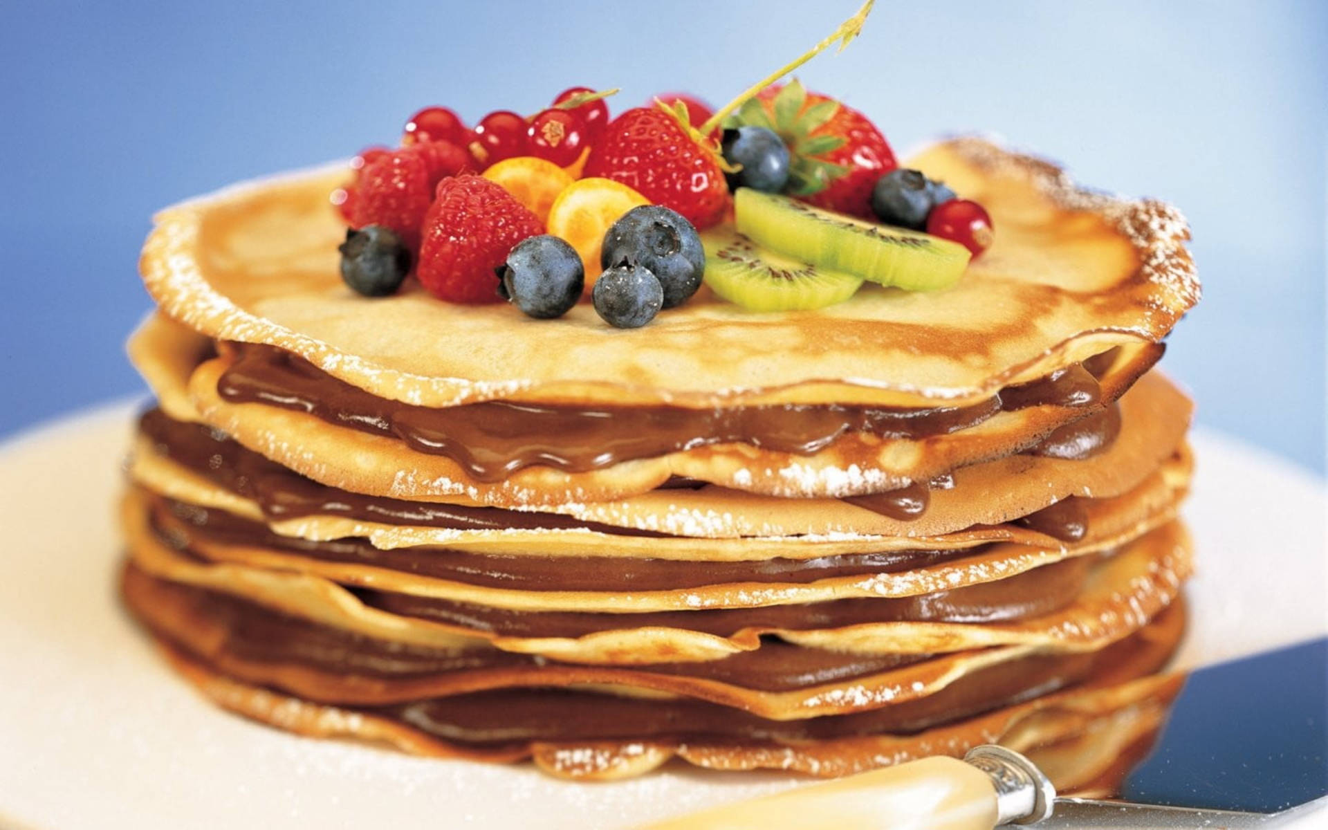 Chocolate Pancakes With Berries Wallpaper