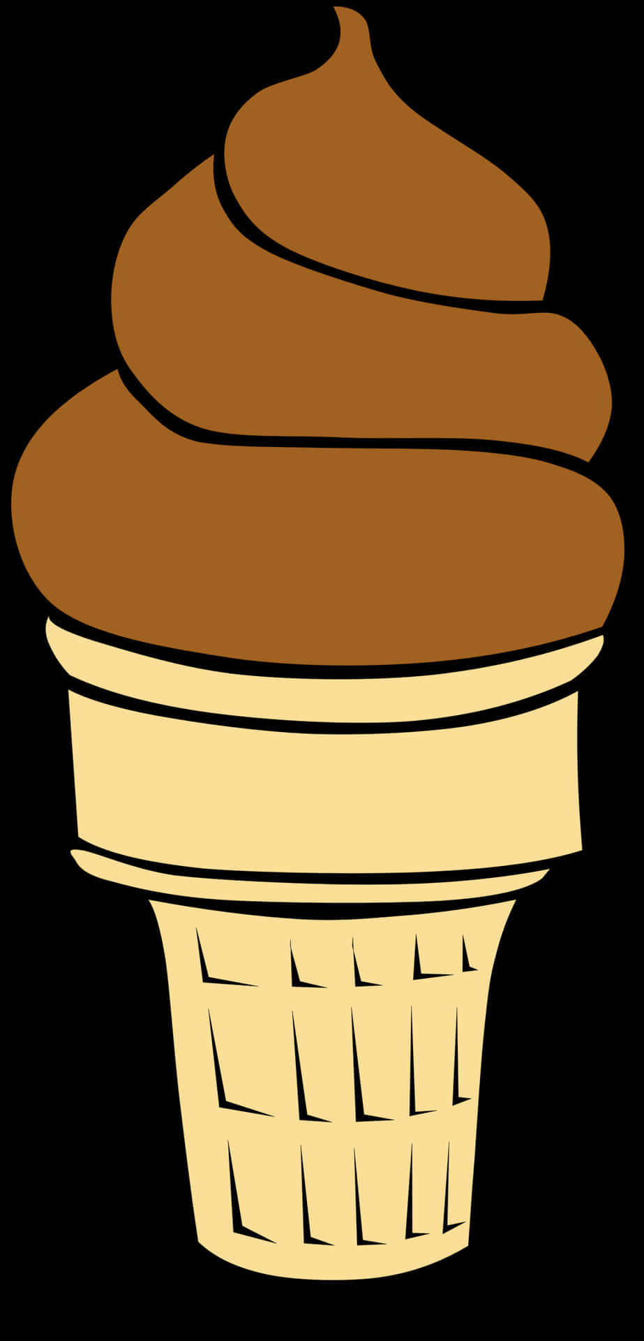 Chocolate Soft Serve Ice Cream Cone PNG