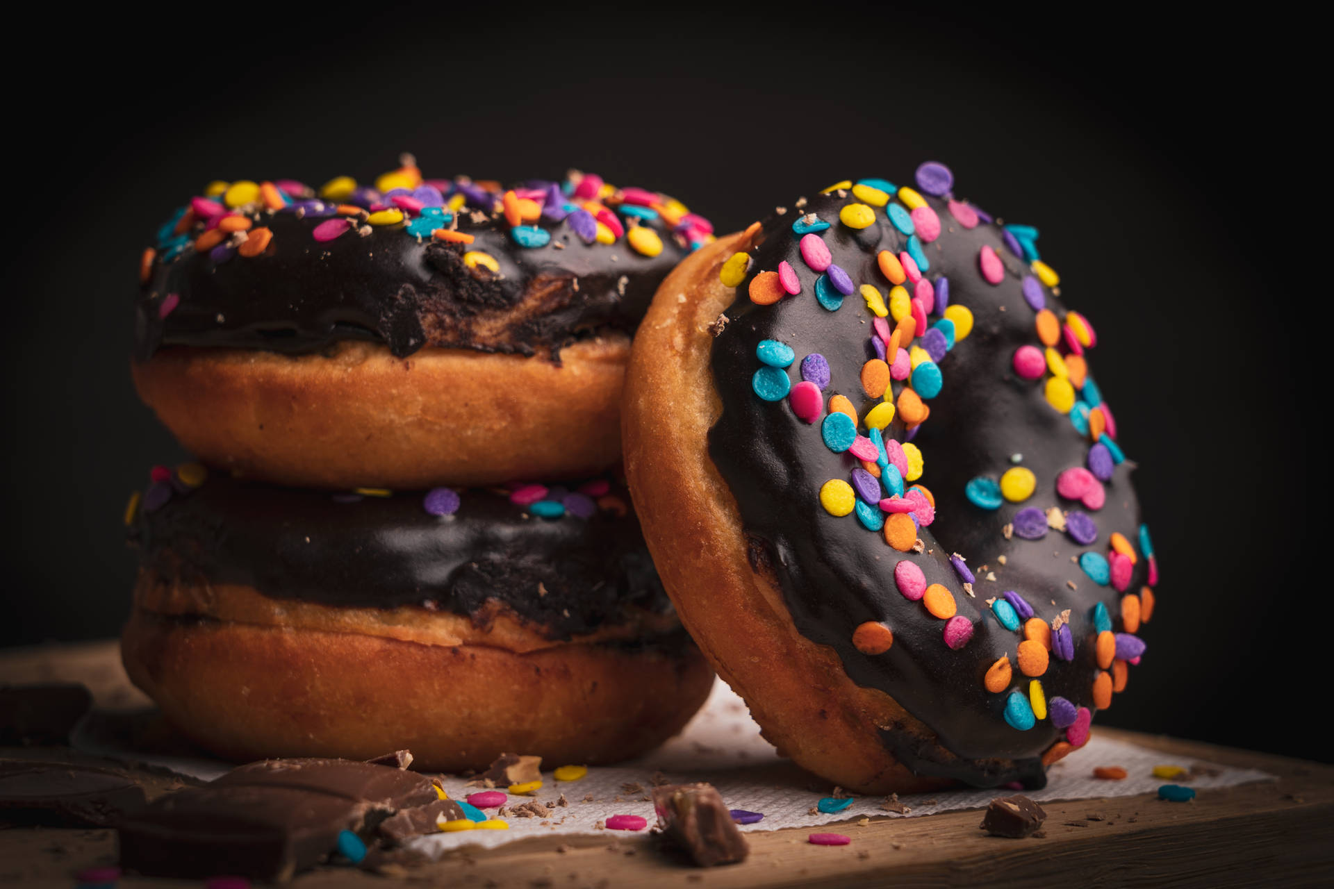 Chocolate Sprinkles Doughnut Pastry Wallpaper