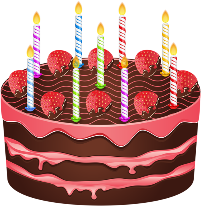 Chocolate Strawberry Birthday Cakewith Candles PNG