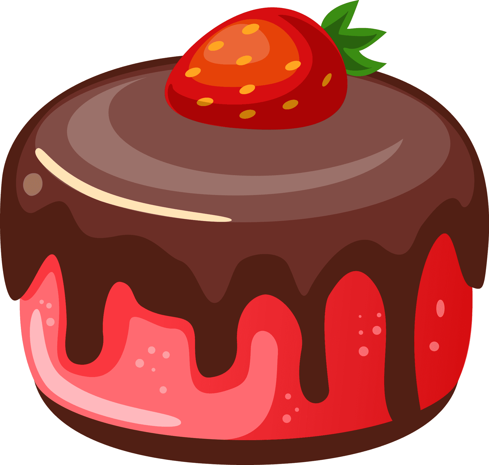 Chocolate Strawberry Cake Cartoon PNG