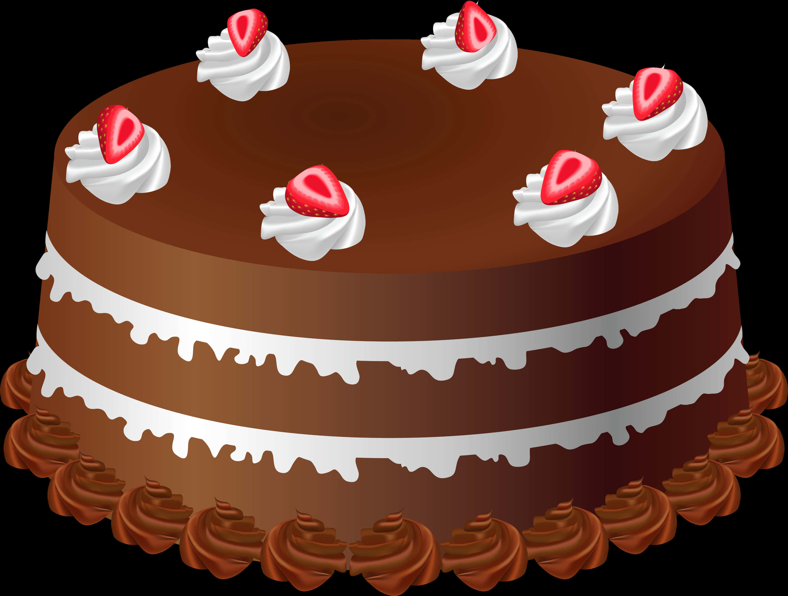 Chocolate Strawberry Cake Illustration PNG