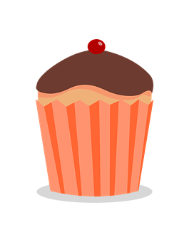 Chocolate Topped Cupcake Illustration PNG