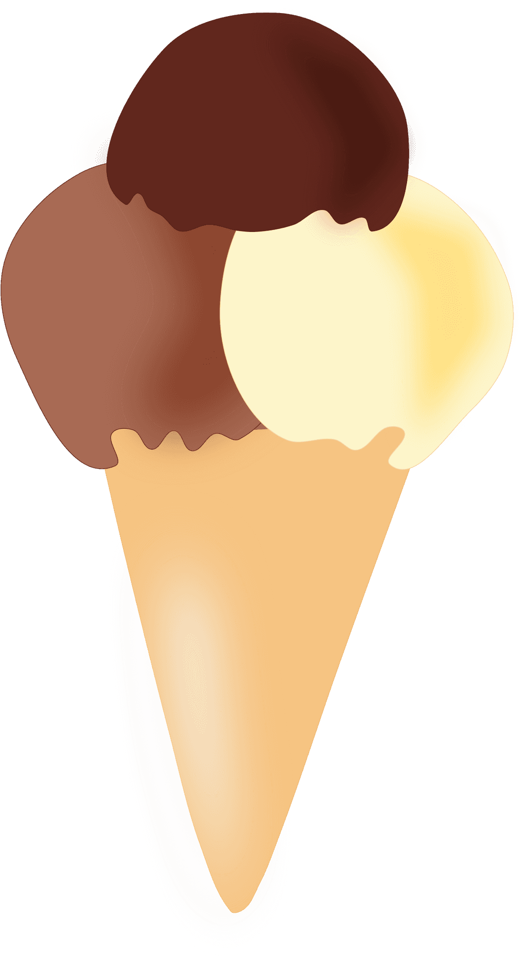 Chocolate Vanilla Ice Cream Cone PNG