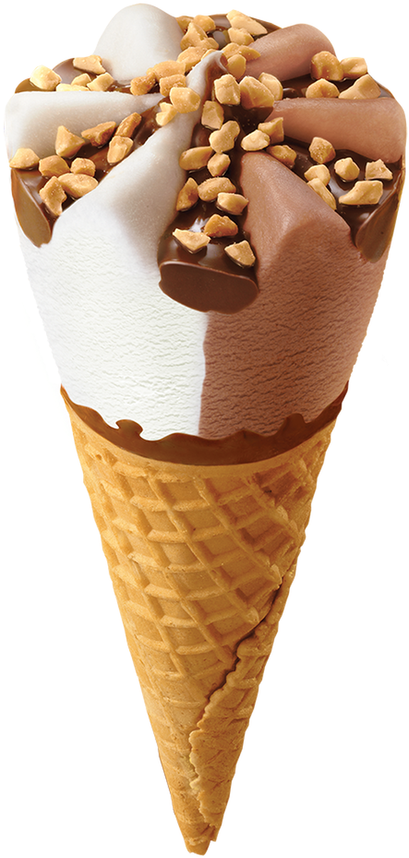 Chocolate Vanilla Swirl Ice Cream Conewith Nuts PNG