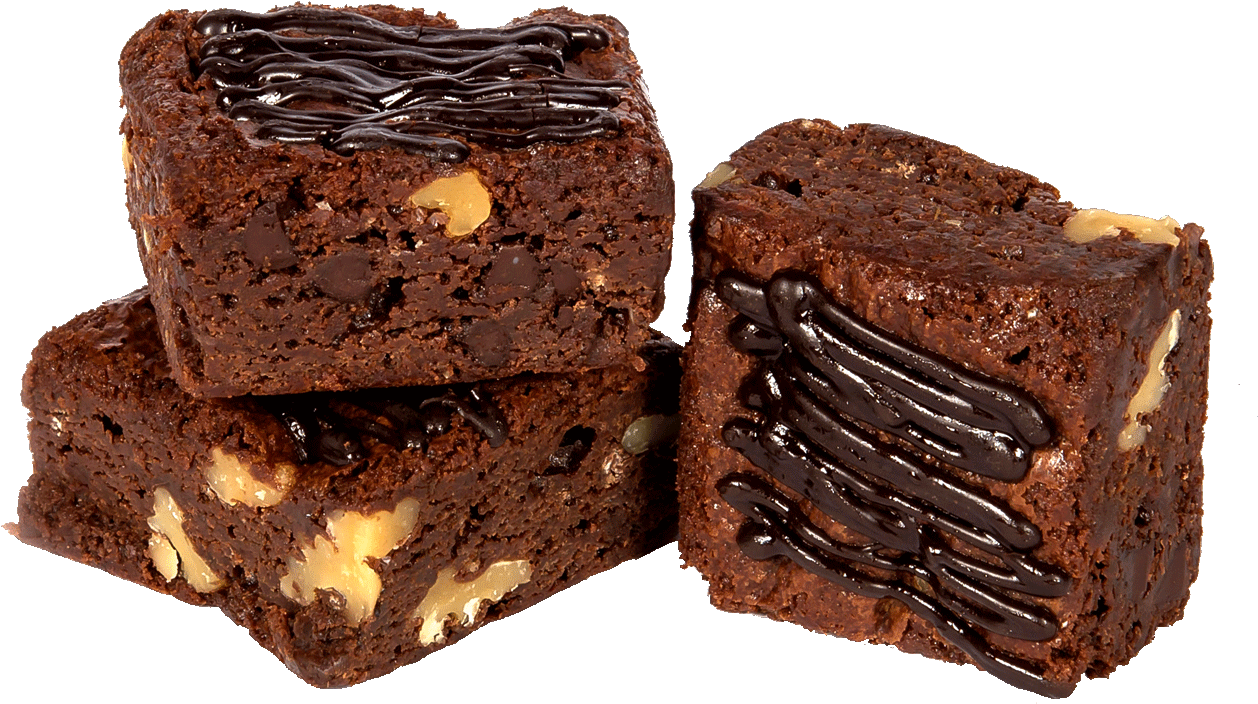 Chocolate Walnut Brownies Drizzledwith Ganache.png PNG