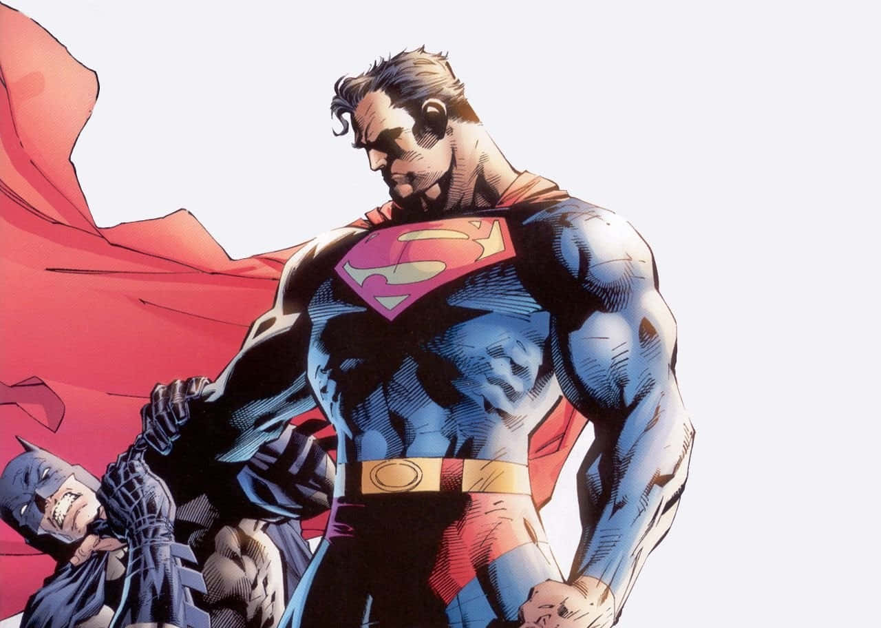 Supermany Batman Están Parados Uno Al Lado Del Otro. Fondo de pantalla