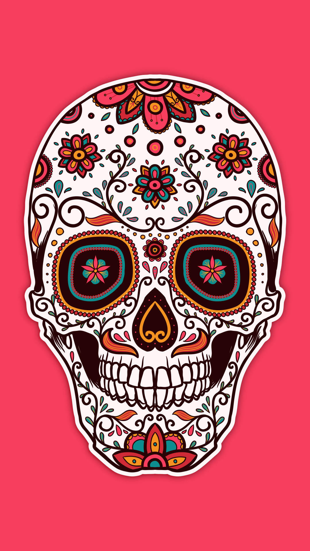 A Sugar Skull On A Pink Background Wallpaper