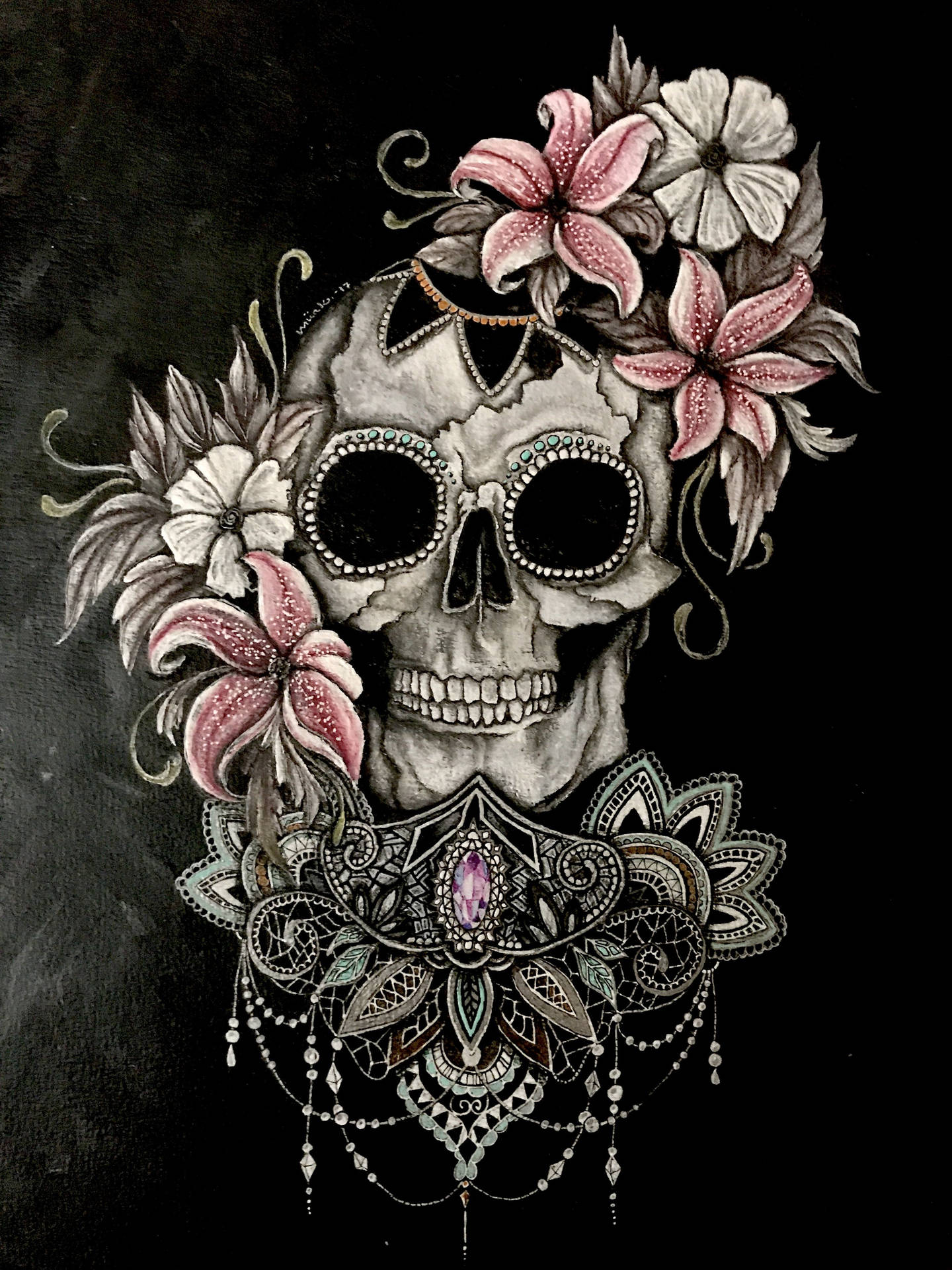 Chola Sugar Skulls repræsenterer liv, død og fejring. Wallpaper