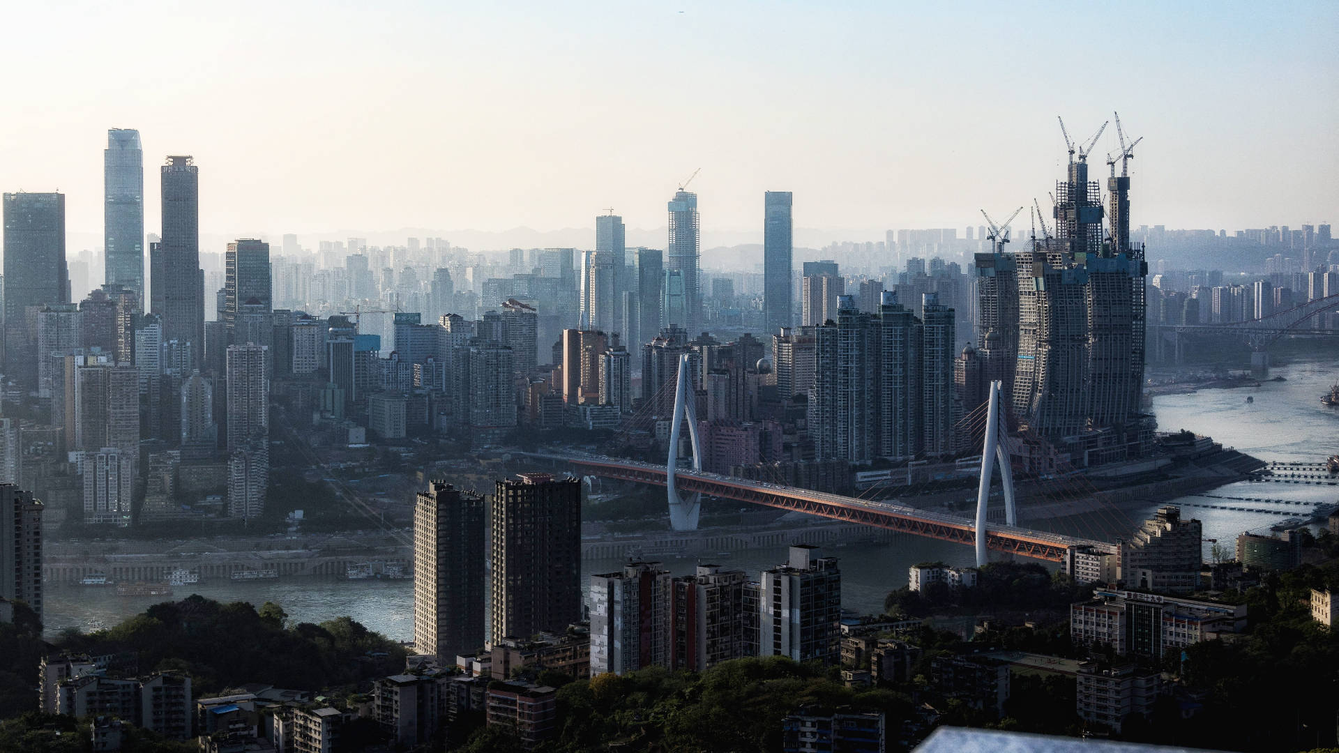 Chongqing China Faded Cityscape