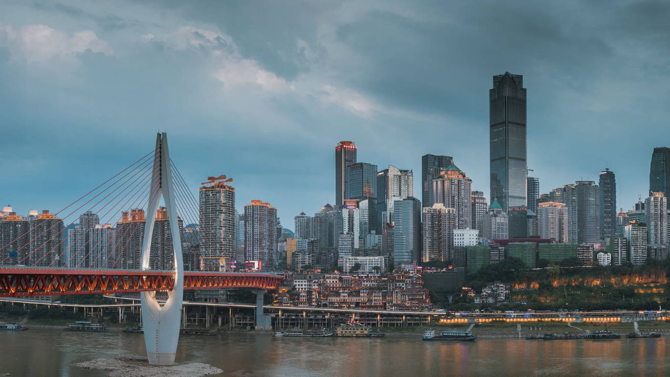 Chongqing Kina Urban Skyline Wallpaper