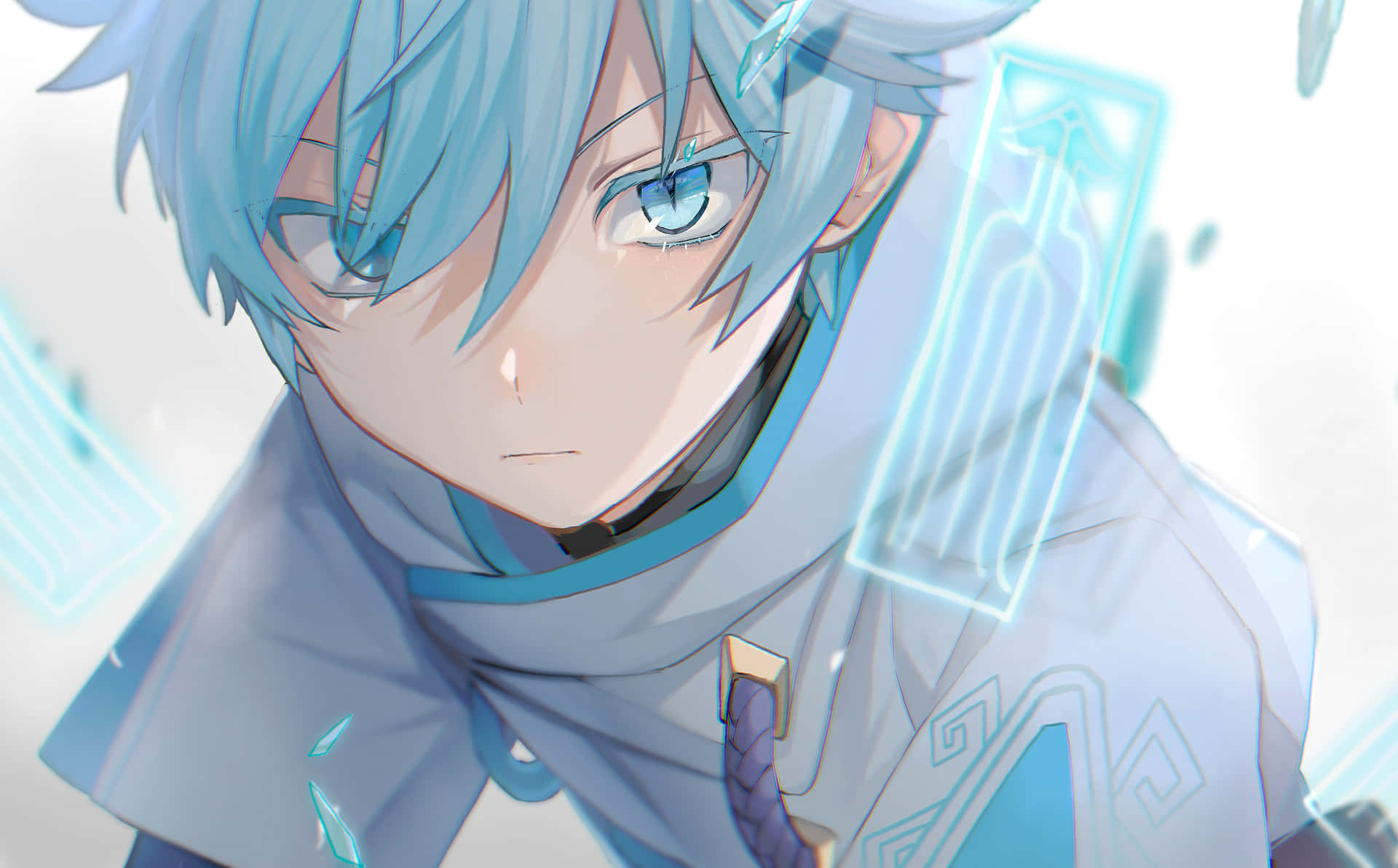 Unpersonaje De Anime De Cabello Azul Con Ojos Azules Fondo de pantalla