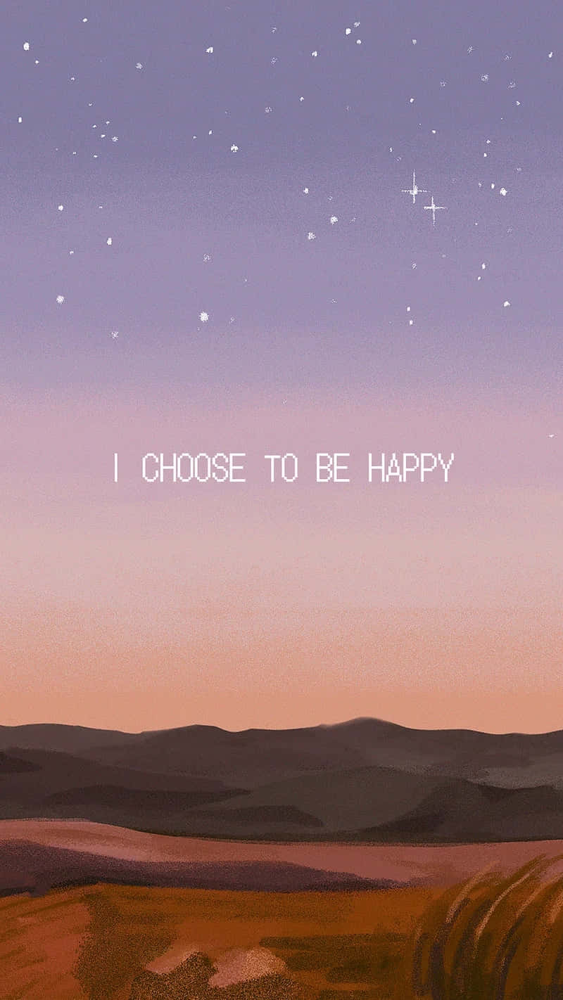 Choose Happiness Starry Sunset Aesthetic Wallpaper