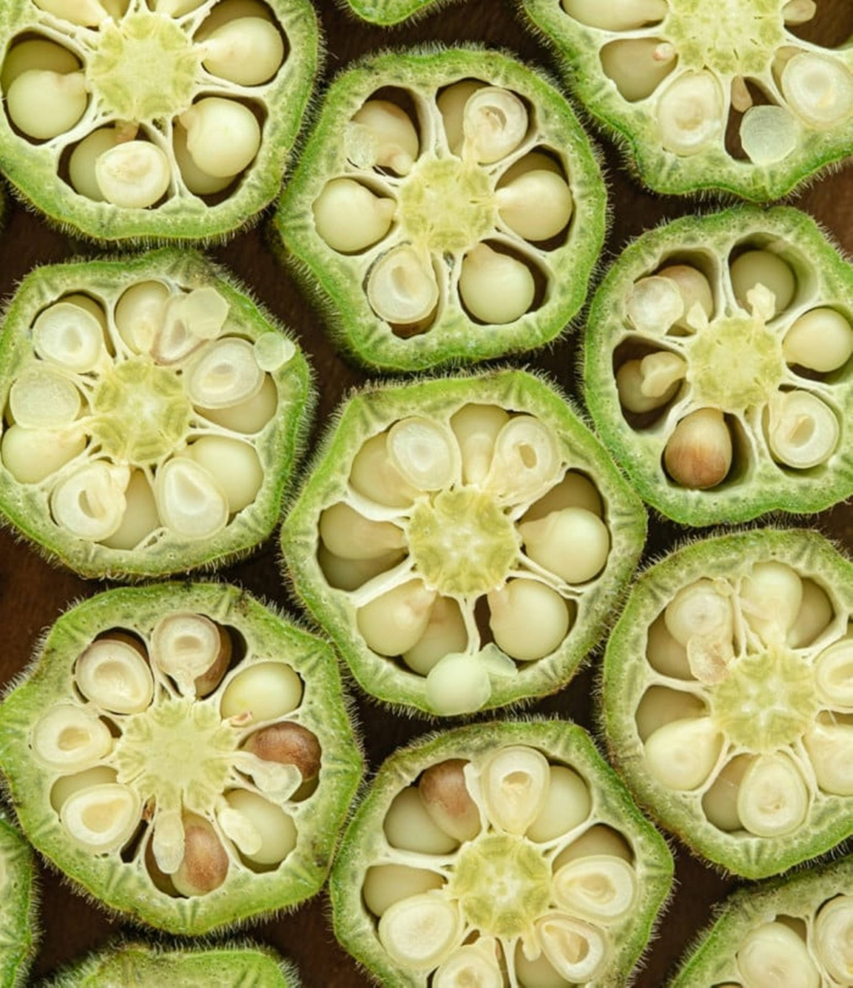 Chopped Okra With Seeds Wallpaper