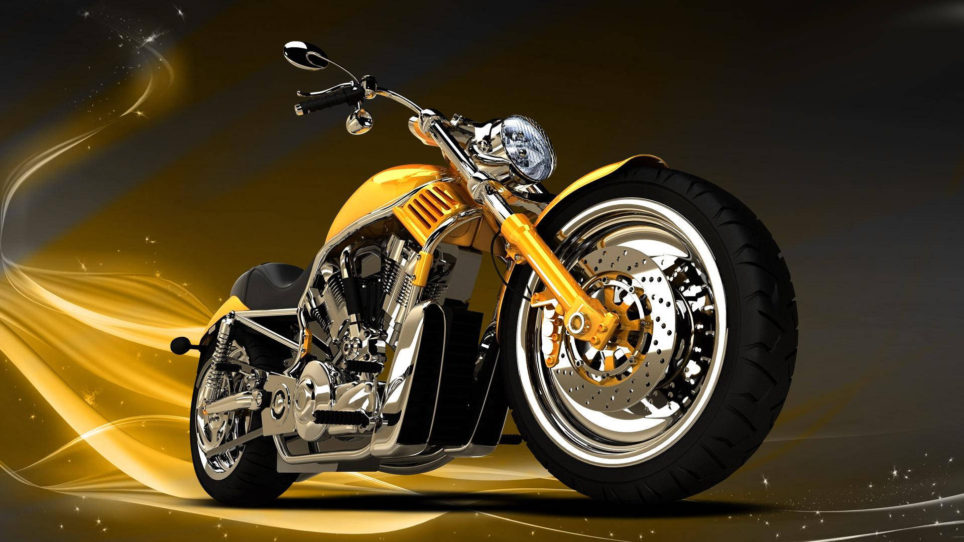 Chopper motorcycle vibrant yellow wallpaper 