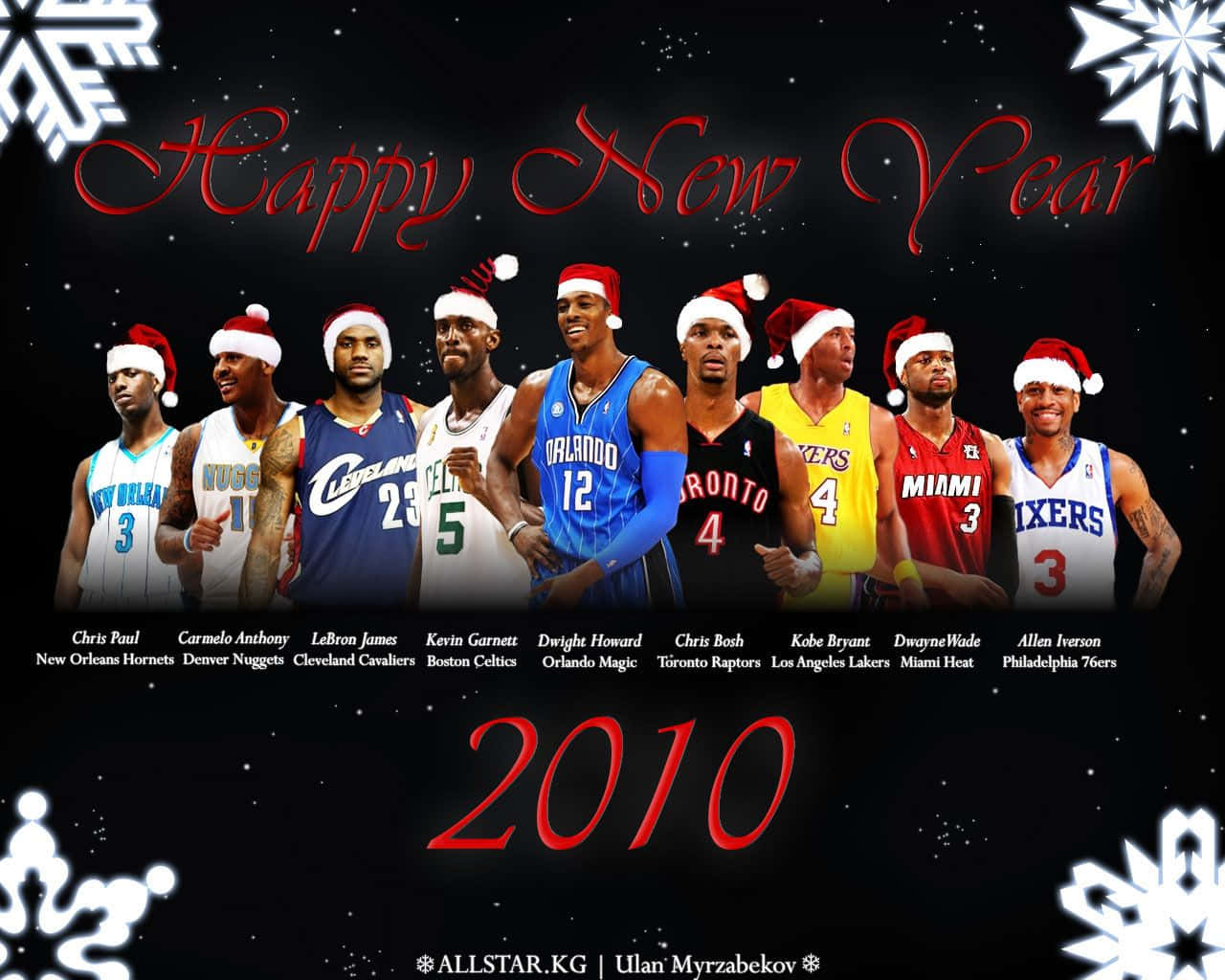 Pósterde Chris Bosh Feliz Año Nuevo 2010. Fondo de pantalla