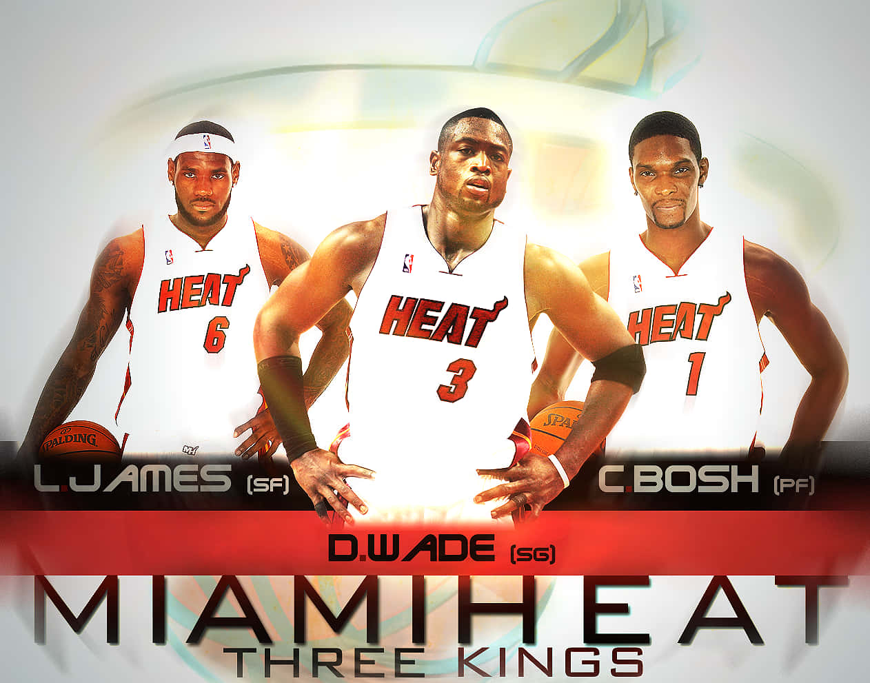 Chris Bosh i Miami Heat The Three Kings Tapet Wallpaper