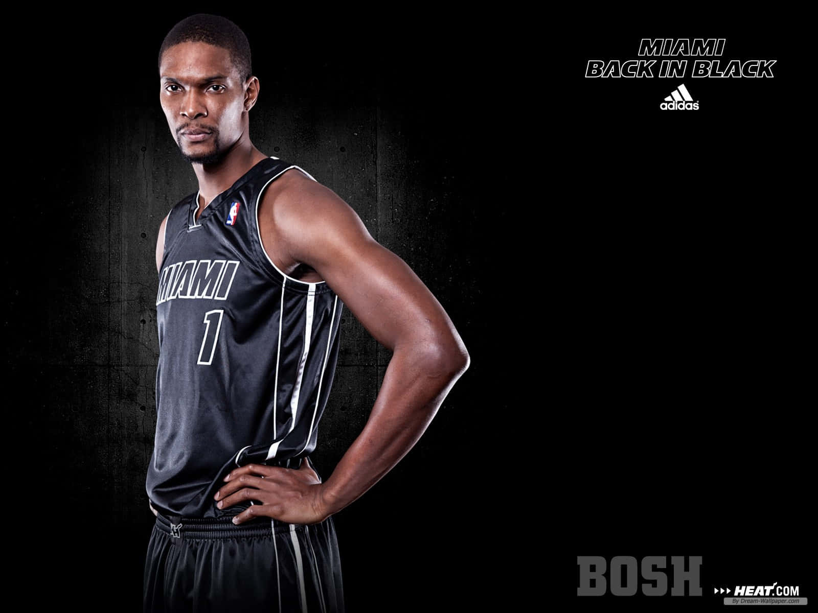 Chris Bosh Miami Heat Back In Black Promotional Poster Wallpaper