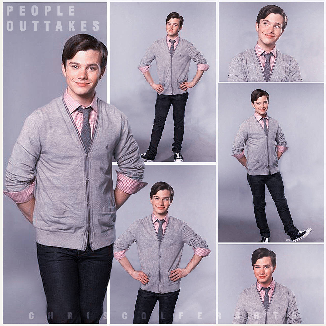 Chris Colfer In Grey Collage Wallpaper
