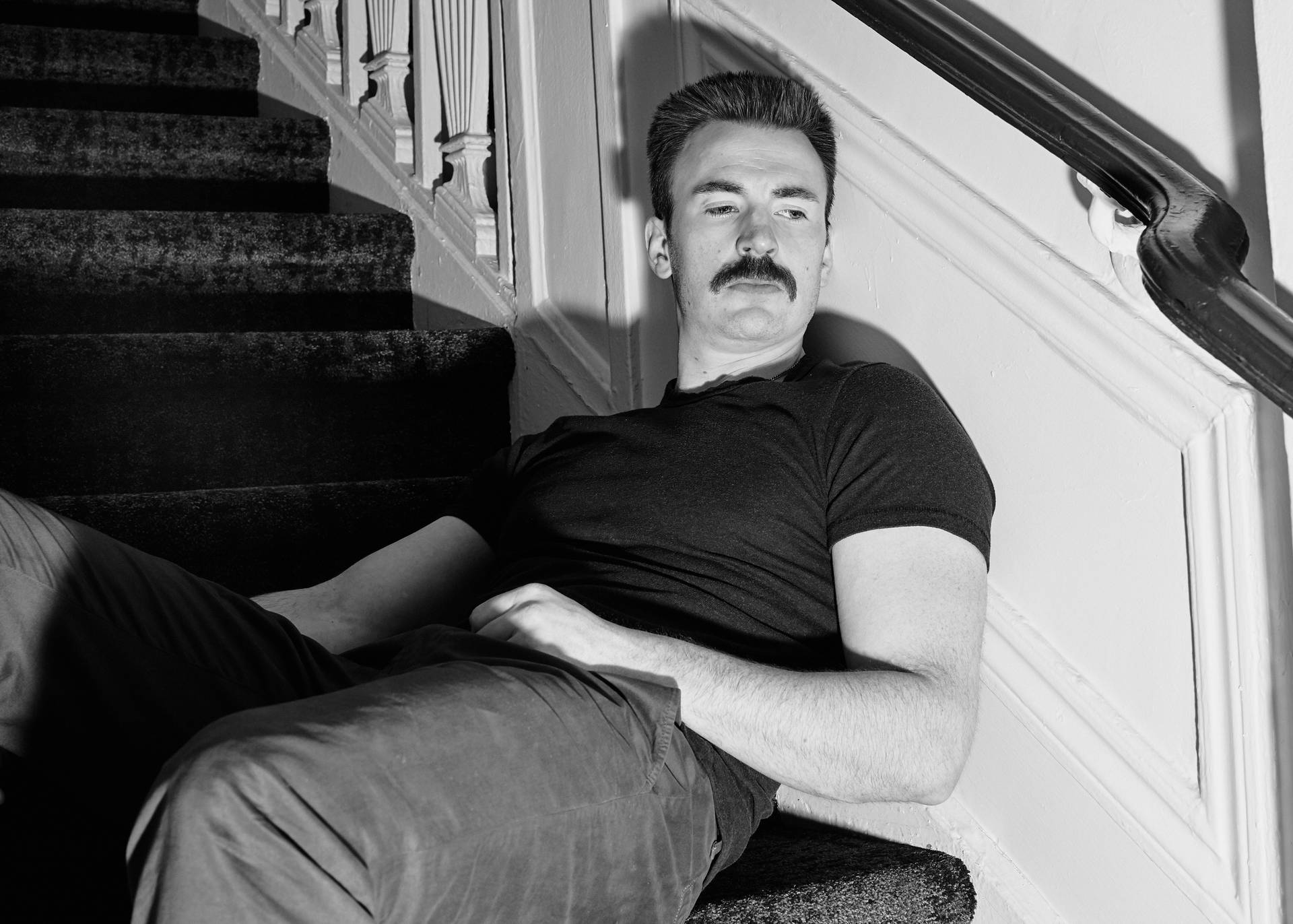 Chris Evans With Mustache