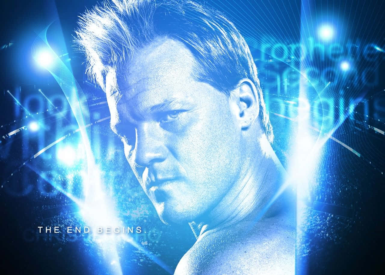 Chris Jericho WWE Wrestler Glitrende Blå Lys Baggrund Wallpaper