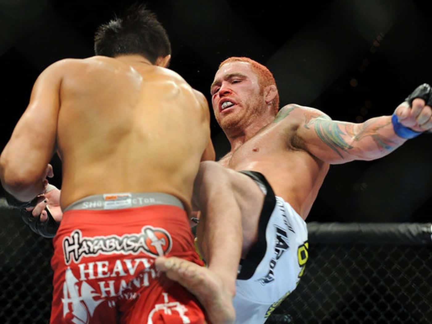 Chris Leben sparker Yoshihiro Akiyama ved UFC 116 Wallpaper