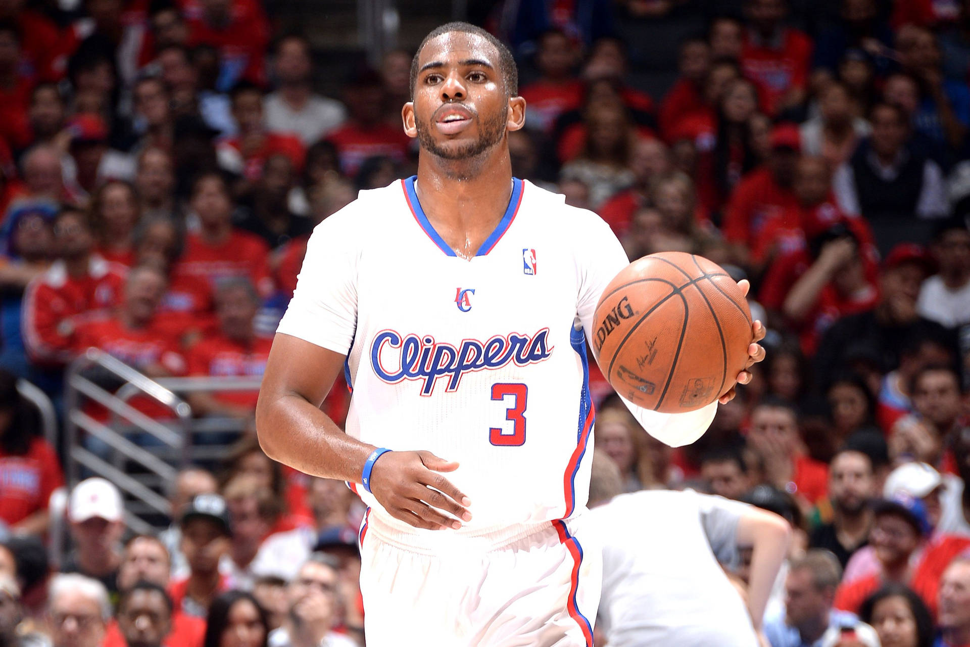 Download Chris Paul Clippers White Three Jersey Wallpaper