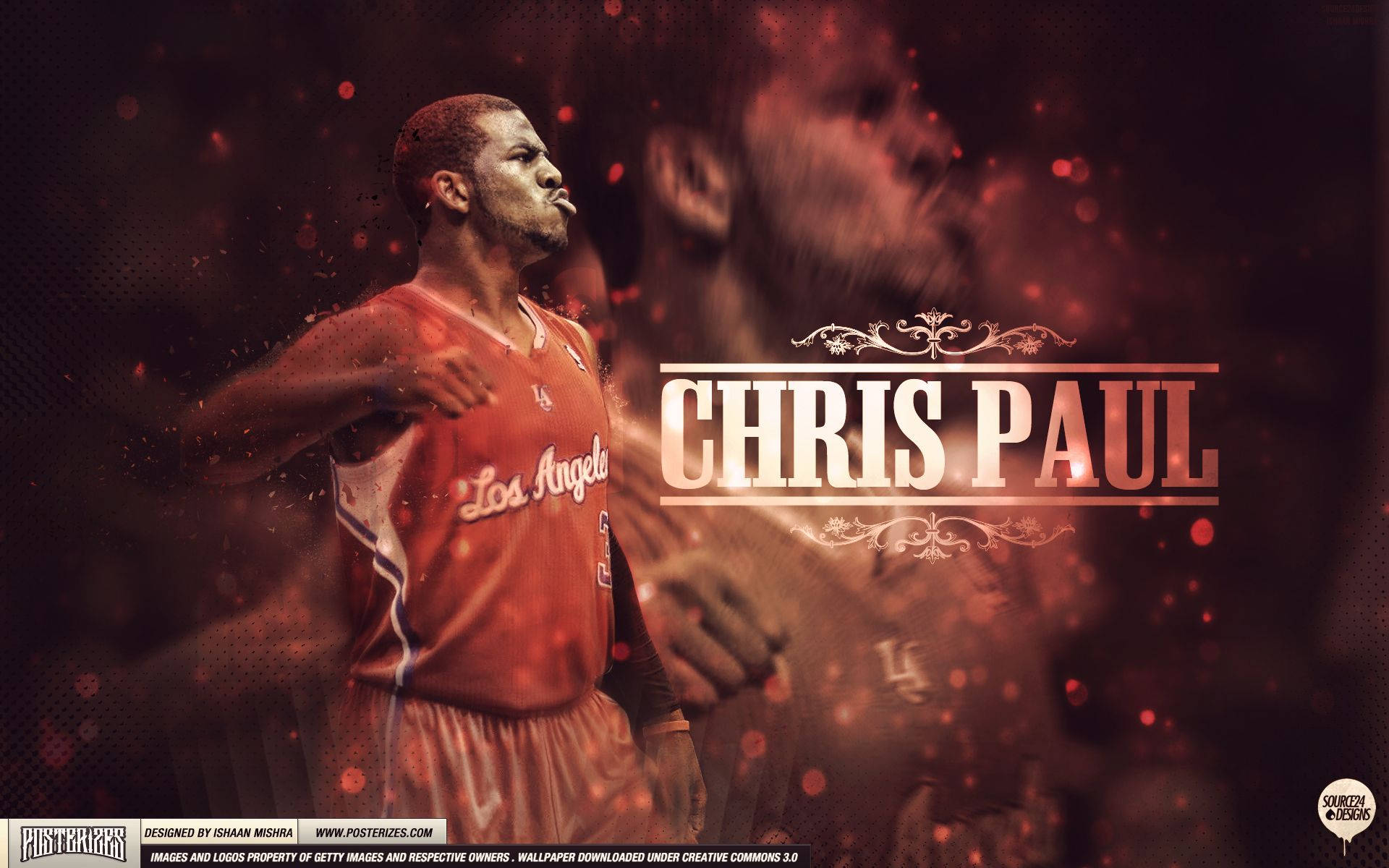 Maglia Chris Paul La Clippers Rossa Sfondo