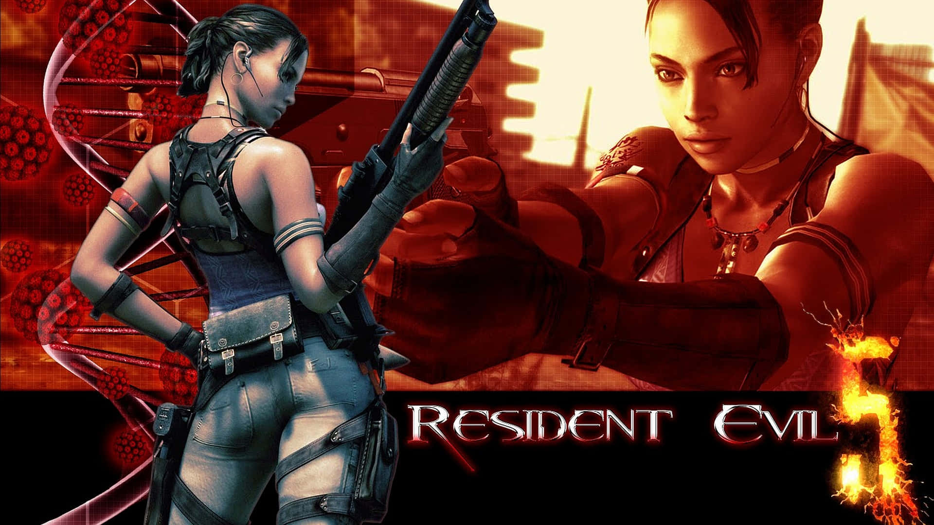 Chris Redfield And Sheva Alomar In Action - Resident Evil 5 Wallpaper