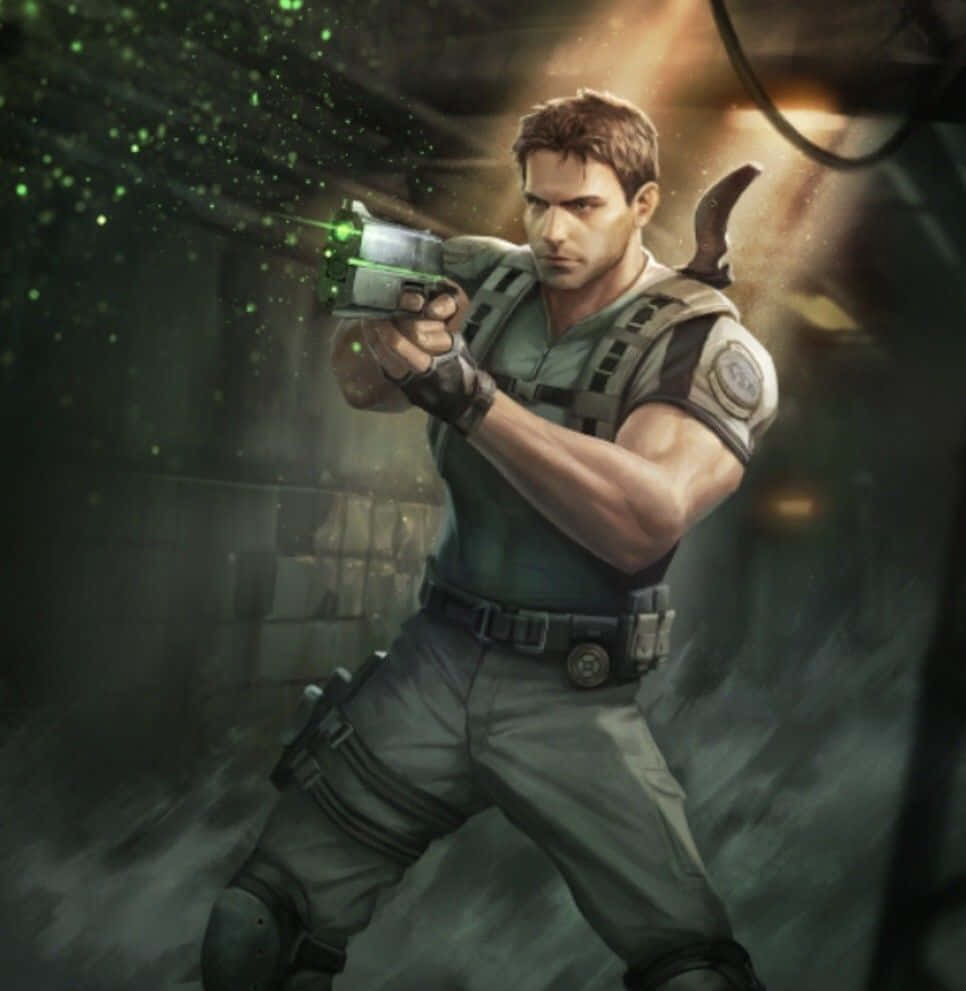 "chris Redfield Charging Into Action" Wallpaper