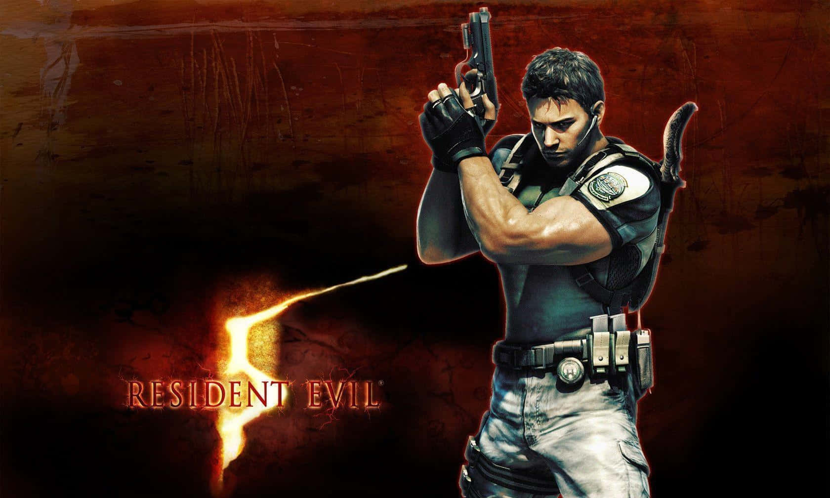 Chris Redfield In Action From Resident Evil Series Wallpaper
