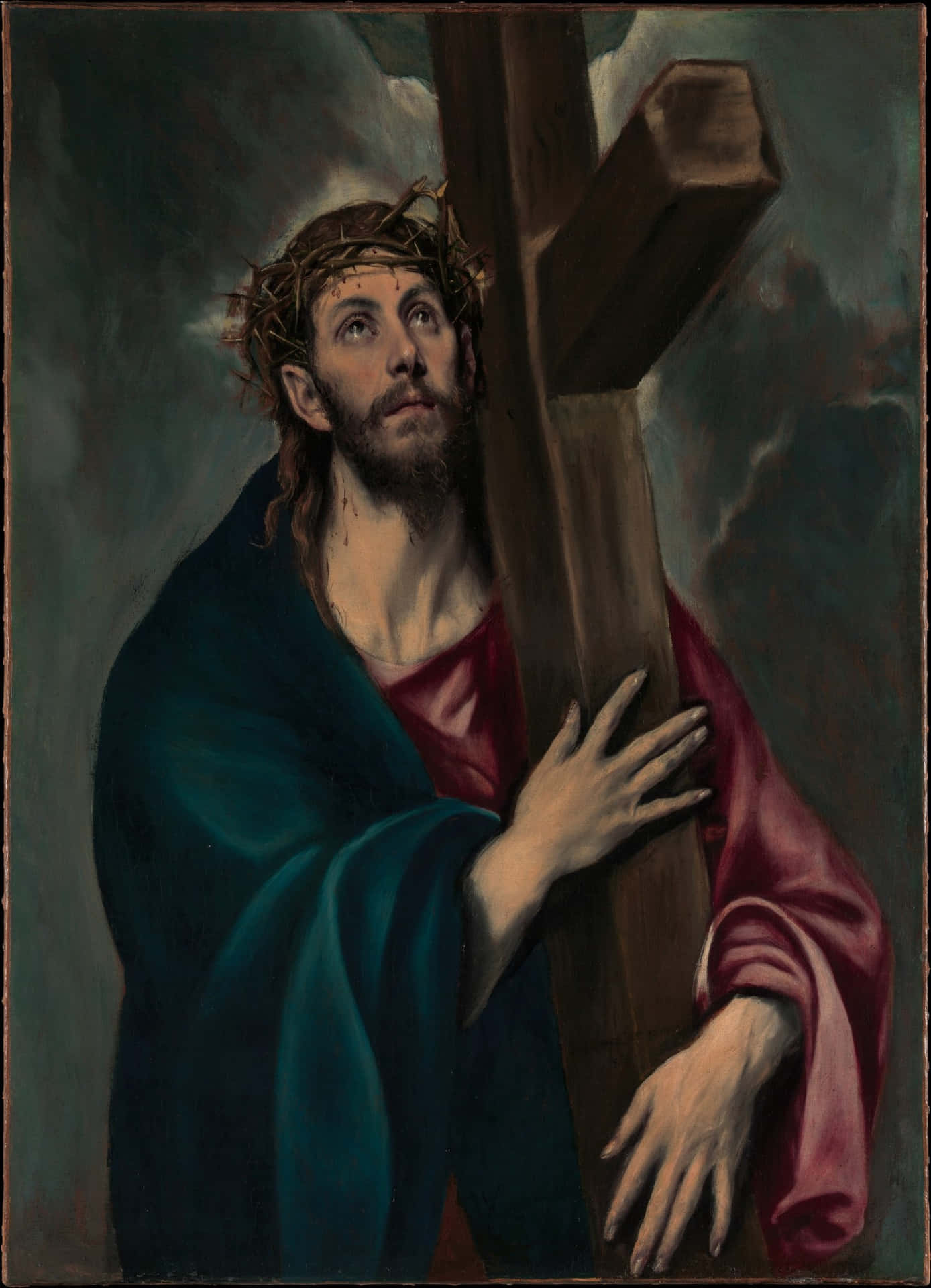 Christus Met Het Kruis Schilderij Achtergrond